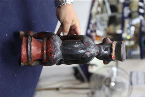 An Attye People Ivory Coast carved and painted hardwood seated shrine figure, height 38cm